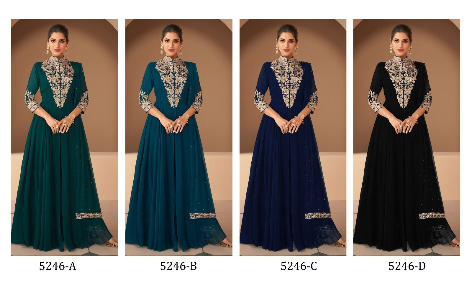 Kf 5246 A To D Embroidery Wedding Salwar Suits Catalog
